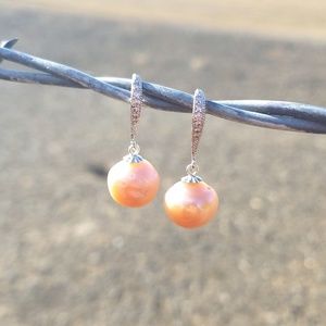 Peach Edison Pearl Earrings